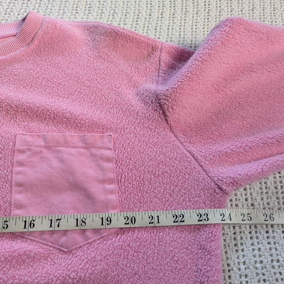 VTG OH BOY! Bubblegum Pink Crew Neck Sweater Women's Small Medium Cotton Pocket - Picture 6 of 10